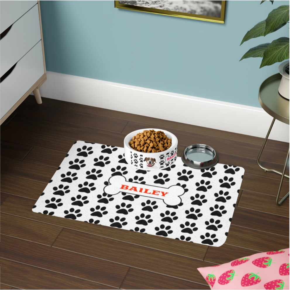 Personalized Pet Bowl and Food Mat Bundle