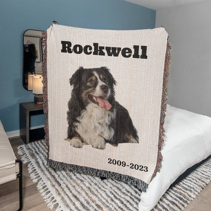 Personalized Heirloom Pet Photo Woven Blanket (Portrait)