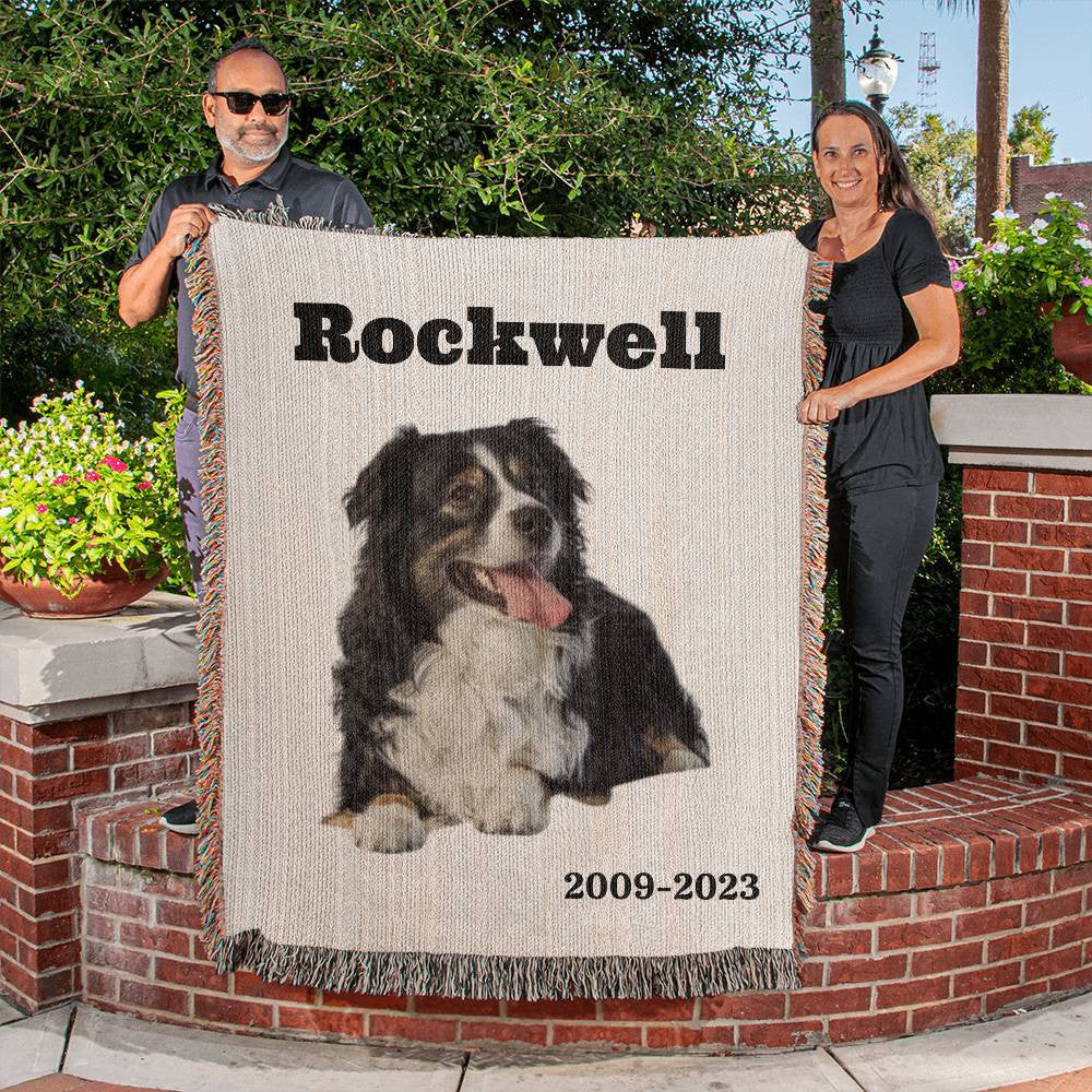 Personalized Heirloom Pet Photo Woven Blanket (Portrait)