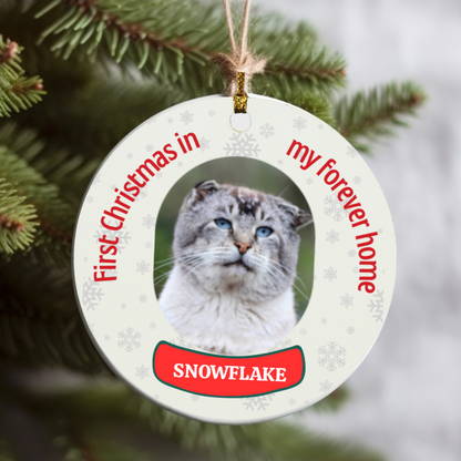 Pet Personalized First Christmas Ornament, Custom Dog Christmas Ornament, Cat Christmas Photo Ornament, Pet Portrait Name Gift