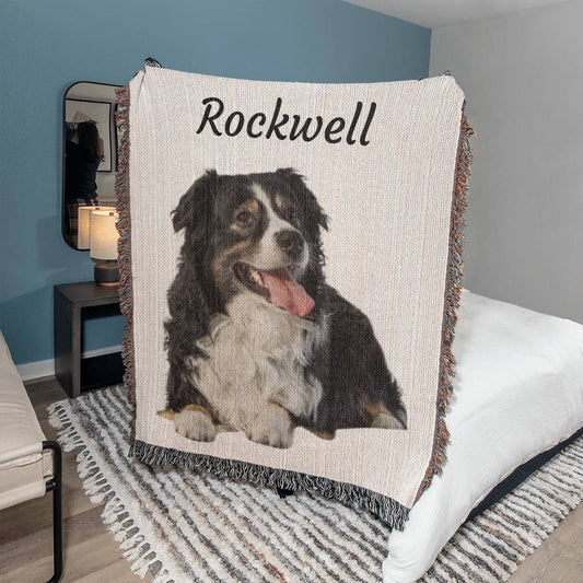 Personalized Heirloom Pet Photo Woven Blanket (Portrait)