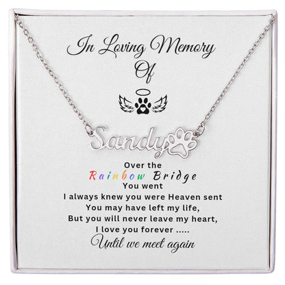 Personalized Memorial Paw Necklace - Over the Rainbow Bridge