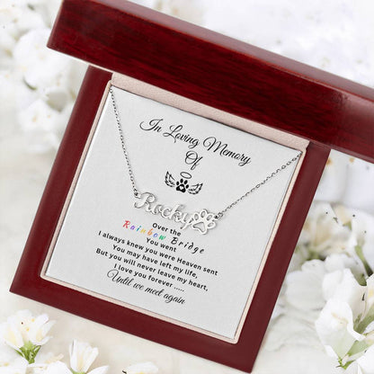 Personalized Memorial Paw Necklace - Over the Rainbow Bridge