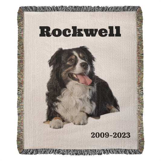 Personalized Heirloom Pet Photo Woven Blanket (Portrait)